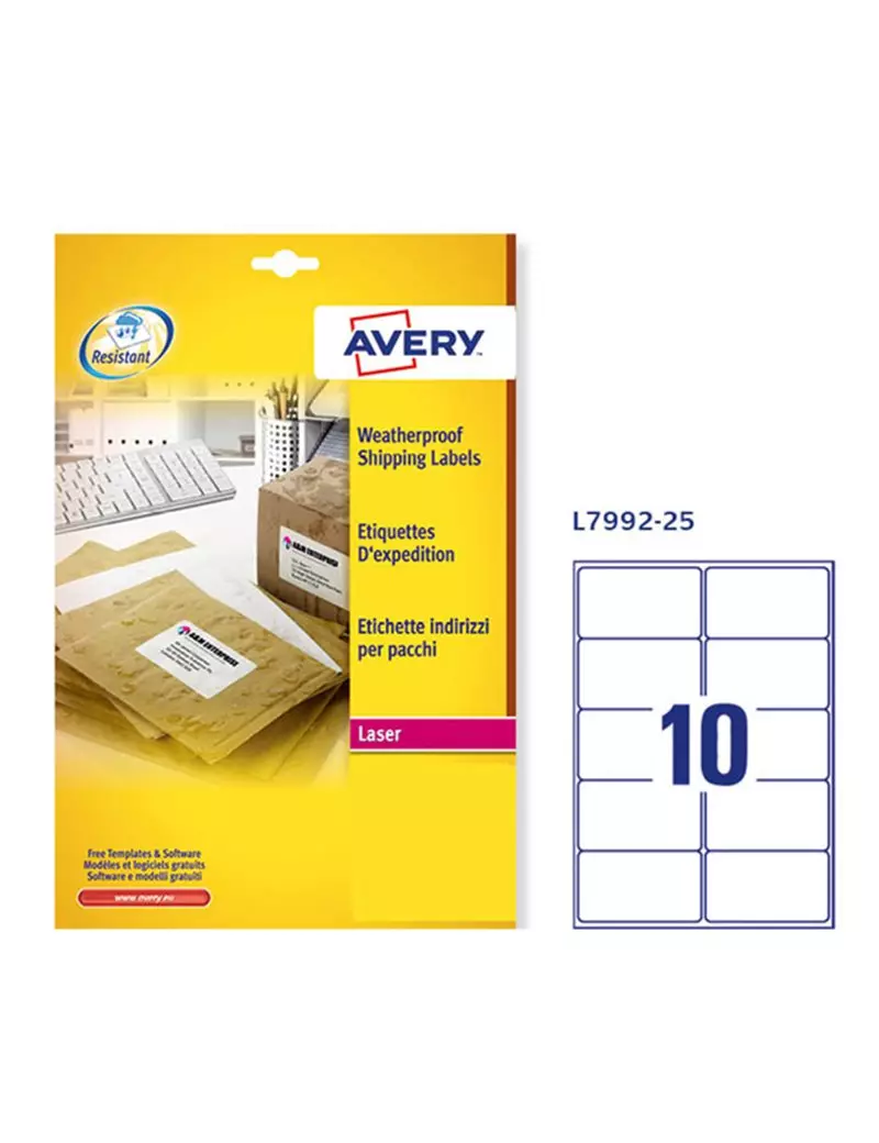 Etichette Adesive in Poliestere Avery - 99,1x57 mm - L7992-25 (Bianco Conf. 25) Etichette Adesive in Poliestere Avery - 99,1x57 mm - L7992-25 (Bianco Conf. 25)