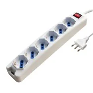 Presa Multipla MKC - Con Interruttore - 6 Bipasso 10A/16A/Schuko - 492518317 (Bianco)