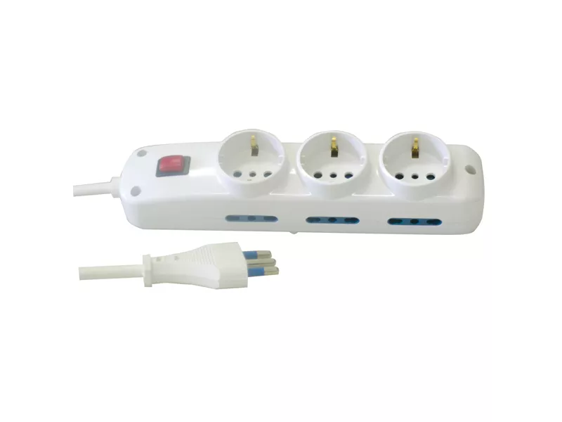 Presa Multipla MKC - Con Interruttore - 9 2P+T/Schuko - 492518056 (Bianco)