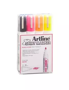 Marcatore Permanente per Tessuti Shirt Marker Artline - Punta Tonda - 2 mm - AEKT2/4W1 (Assortiti Conf. 4)