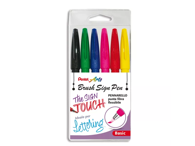 Pennarello Brush Sign Pen SES15C Pentel - 2 mm - 0022050 (Assortiti Conf. 6)