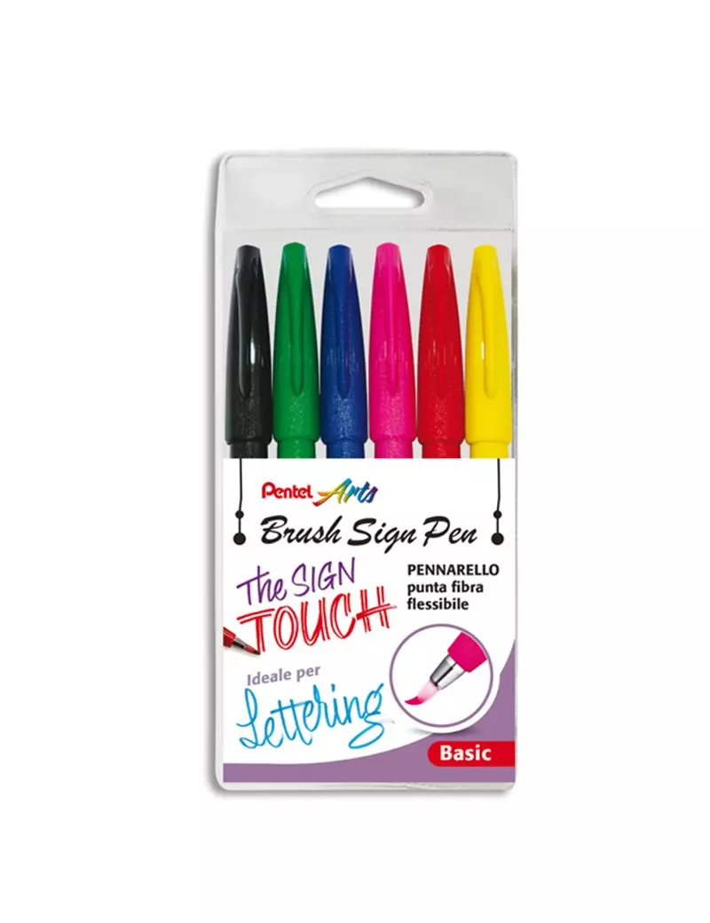 Pennarello Brush Sign Pen SES15C Pentel - 2 mm - 0022050 (Assortiti Conf. 6) Pennarello Brush Sign Pen SES15C Pentel - 2 mm - 0022050 (Assortiti Conf. 6)