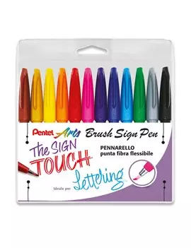 Pennarello Brush Sign Pen SES15C Pentel - 2 mm - 0022187 (Assortiti Conf. 12)