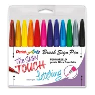 Pennarello Brush Sign Pen SES15C Pentel - 2 mm - 0022187 (Assortiti Conf. 12)