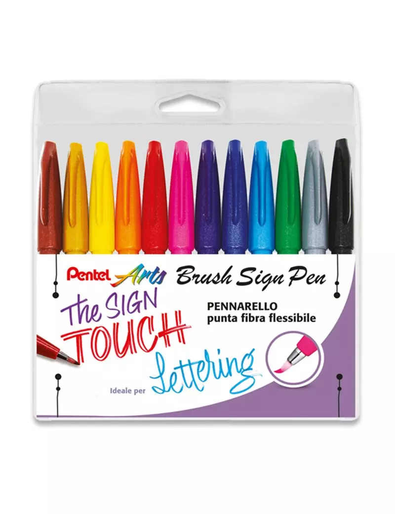 Pennarello Brush Sign Pen SES15C Pentel 2 mm 0022187 Assortiti 8006935221871