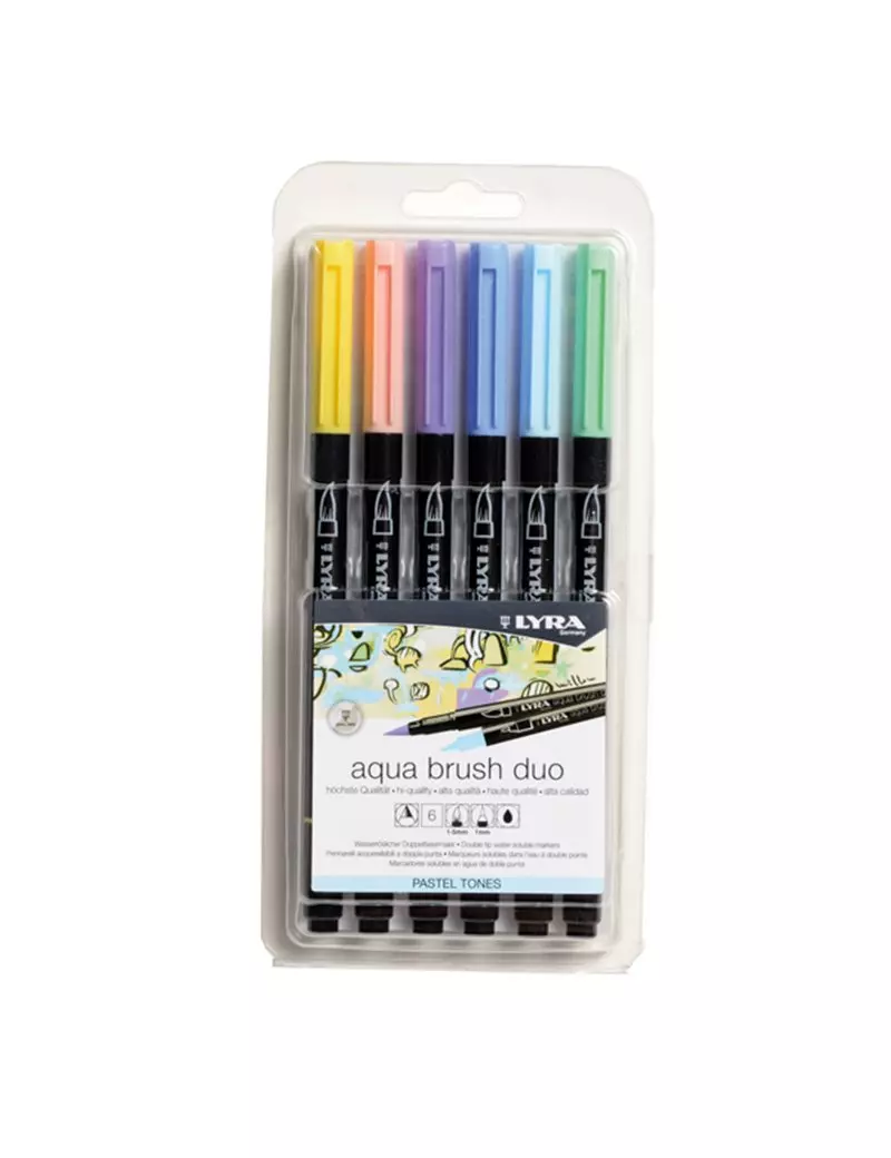 Pennarelli Aqua Brush Duo Lyra - L6521061 (Colori Pastel Conf. 6) Pennarelli Aqua Brush Duo Lyra - L6521061 (Colori Pastel Conf. 6)