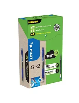 Penna Gel a Scatto G-2 Pilot - 0,7 mm - 000024 (Blu Conf. 12+12)