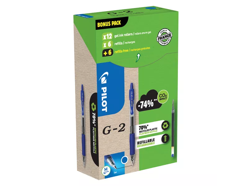 Penna Gel a Scatto G-2 Pilot - 0,7 mm - 000024 (Blu Conf. 12+12)