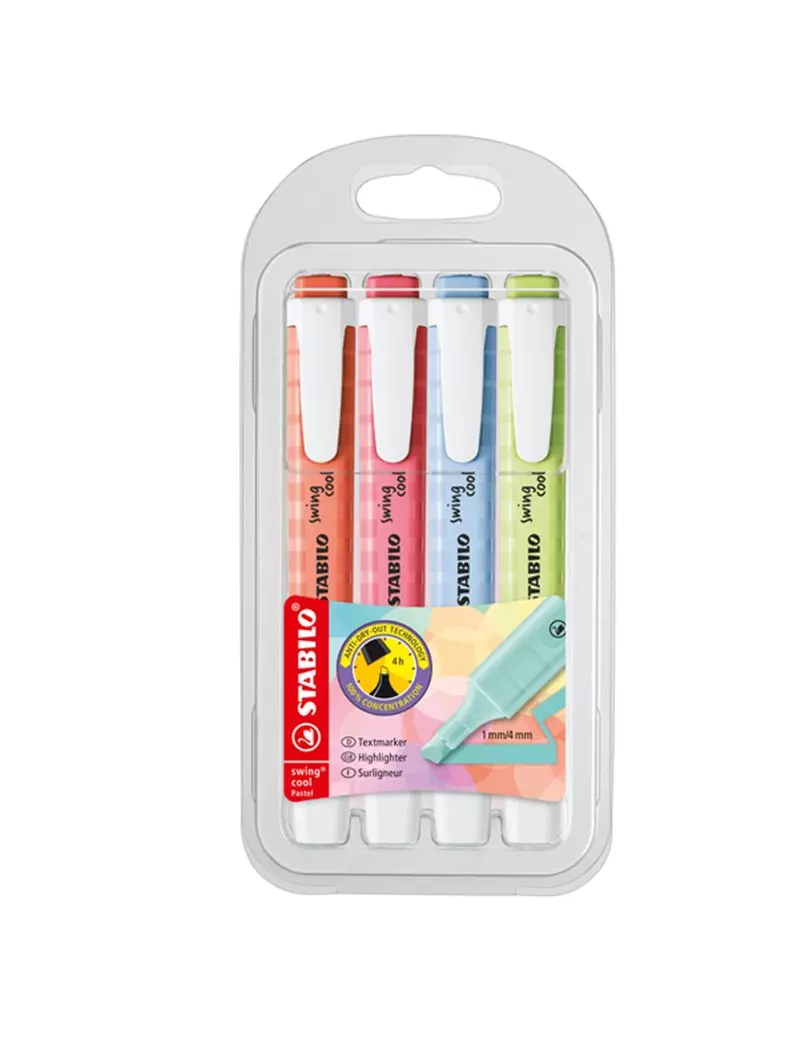 Evidenziatore Swing Cool Pastel Stabilo - 1-4 mm - 275/4-08-1 (Assortiti Conf. 4) Evidenziatore Swing Cool Pastel Stabilo - 1-4 mm - 275/4-08-1 (Assortiti Conf. 4)