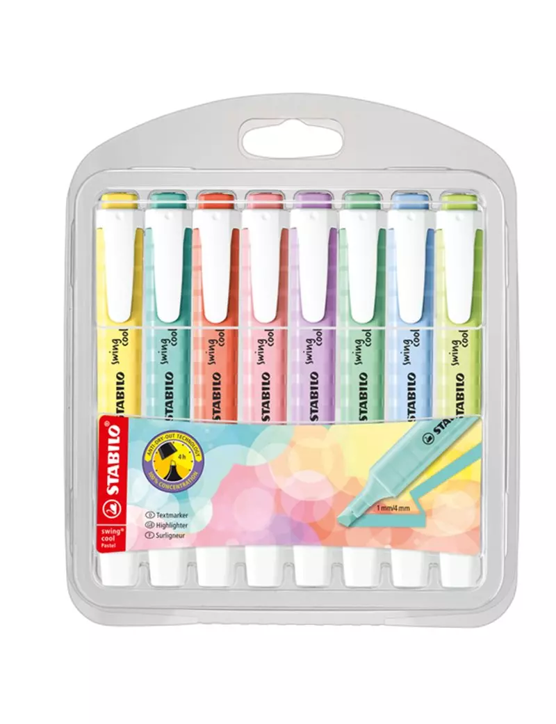 Evidenziatore Swing Cool Pastel Stabilo - 1-4 mm - 275/8-08-1 (Assortiti Conf. 8) Evidenziatore Swing Cool Pastel Stabilo - 1-4 mm - 275/8-08-1 (Assortiti Conf. 8)