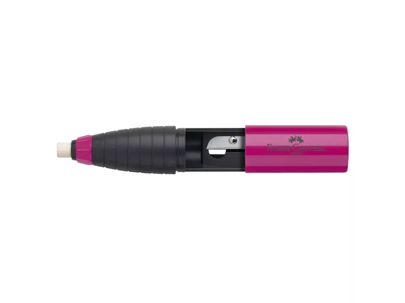 Temperamatite con Contenitore e Gomma Twist Combi Faber Castell - 1 Foro - 184401 (Nero e Rosa)