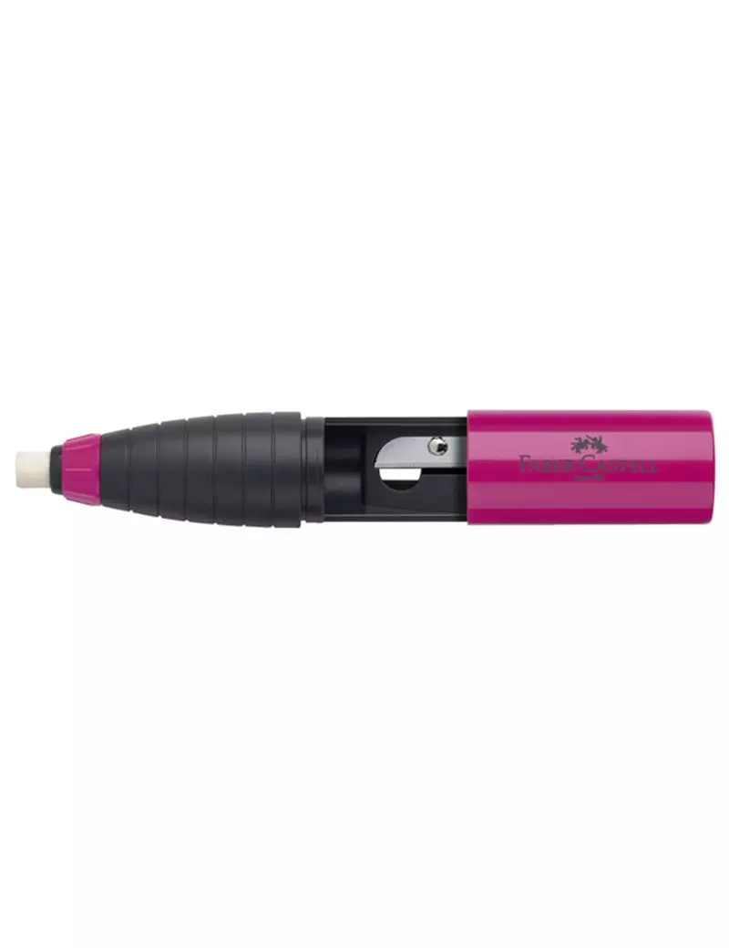 Temperamatite con Contenitore e Gomma Twist Combi Faber Castell - 1 Foro - 184401 (Nero e Rosa)