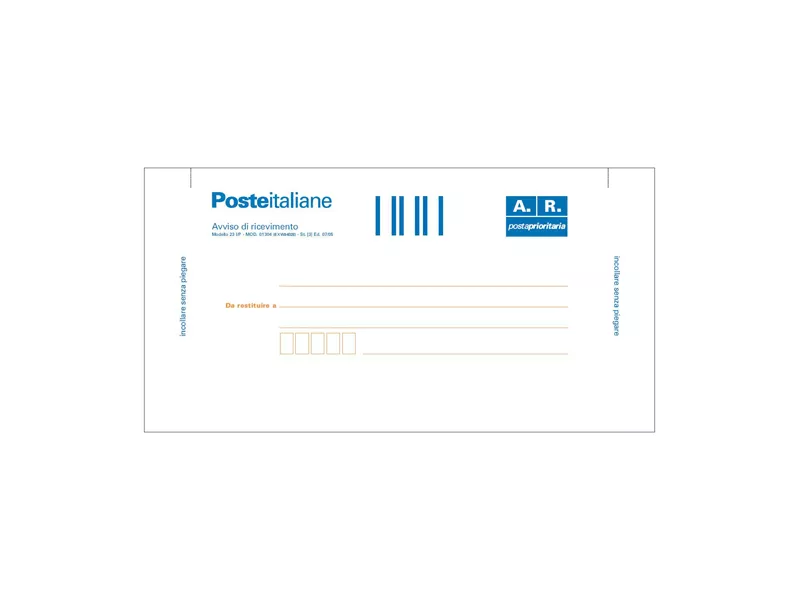 Cartolina Raccomandata A/R Edipro - 20x10 cm - con Adesivo Rimovibile - E0622/1 (Conf. 100) Cartolina Raccomandata A/R Edipro - 20x10 cm - con Adesivo Rimovibile - E0622/1 (Conf. 100)