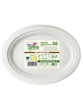 Piatti Biodegradabili Ovali DOpla - 26x19,5 cm - 07764 (Bianco Conf. 50)