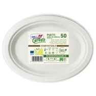 Piatti Biodegradabili Ovali DOpla - 26x19,5 cm - 07764 (Bianco Conf. 50)