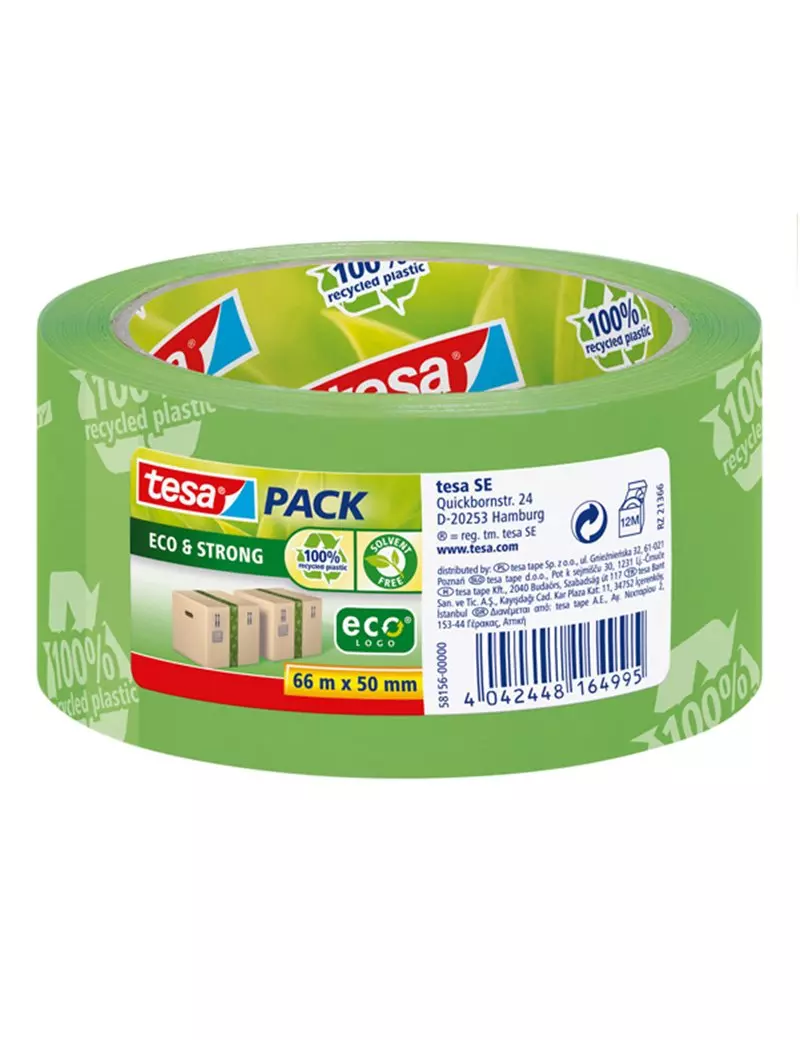 Nastro Adesivo Tesapack Eco & Strong Tesa - 50 mm x 66 m - 58156-00000-01 (Verde Conf. 6)