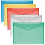 Busta con Bottone Lebez - A4 Orizzontale - 2192-5 (Assortiti Conf. 5)