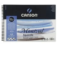 Blocco Spiralato Montval Aquarelle Canson - 21x29,7 cm - 300 g - 12 Fogli - 200807160 (Bianco Conf. 5)