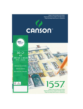 Blocco Collato 1557 Canson - A3 - 180 g - 30 Fogli - 204127415 (Bianco Conf. 5)