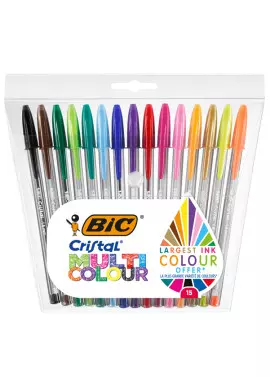 Penna a Sfera Cristal Bic - Punta Large - 1,6 mm - 964899 (Multicolor Conf. 15)