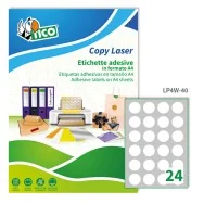 Etichette Adesive Rotonde Tico - 40 mm - Opache - LP4W-40 (Bianco Conf. 100)