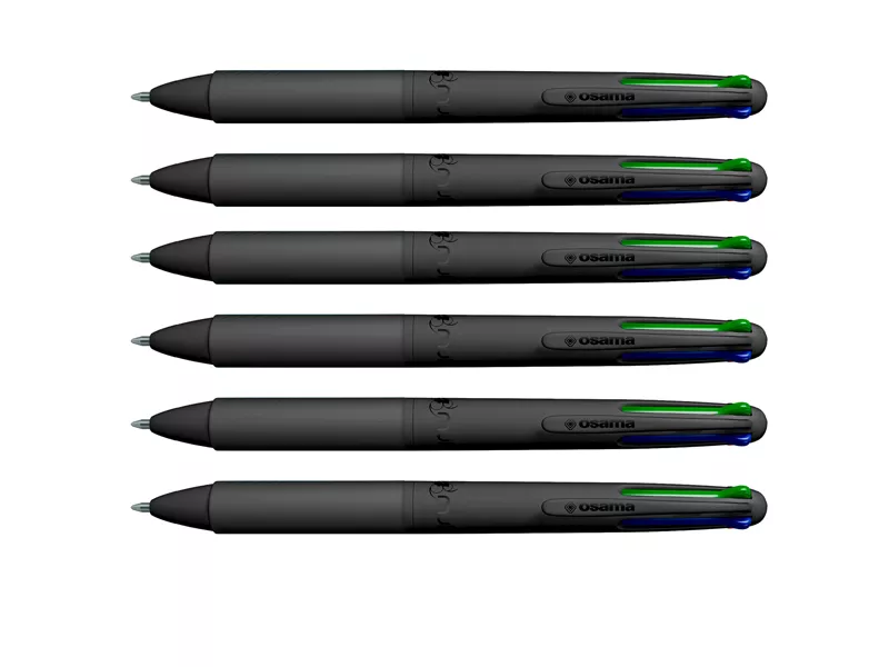Penna a Sfera All Black Osama - 1 mm - OW 84005713 (Nero Blu Rosso Verde Conf. 6)