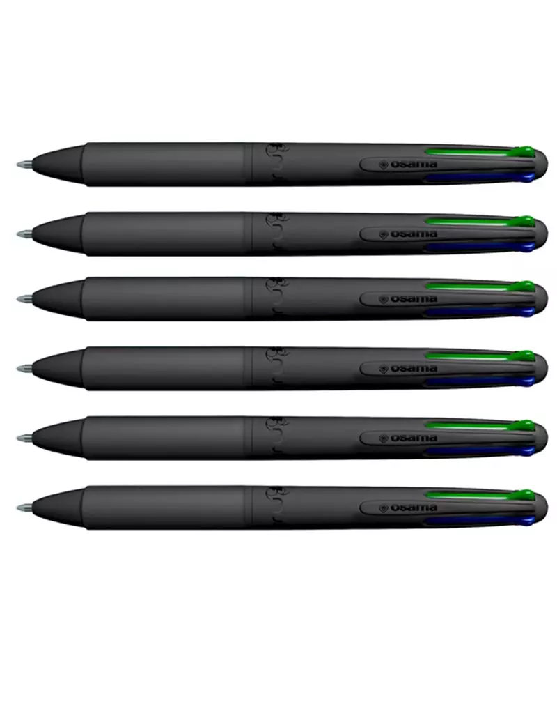 Penna a Sfera All Black Osama - 1 mm - OW 84005713 (Nero Blu Rosso Verde Conf. 6) Penna a Sfera All Black Osama - 1 mm - OW 84005713 (Nero Blu Rosso Verde Conf. 6)