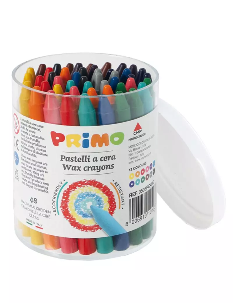 Pastelli a Cera Jumbo Primo Morocolor - 9 mm - 0503PC48E (Assortiti Conf. 48)