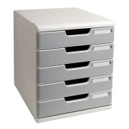 Cassettiera Modulo A4 Multiform - 5 Cassetti - 28,8x35x32 cm - 301014D (Grigio e Nero)
