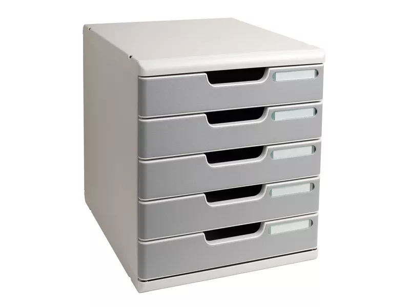 Cassettiera Modulo A4 Multiform - 5 Cassetti - 28,8x35x32 cm - 301014D (Grigio e Nero) Cassettiera Modulo A4 Multiform - 5 Cassetti - 28,8x35x32 cm - 301014D (Grigio e Nero)