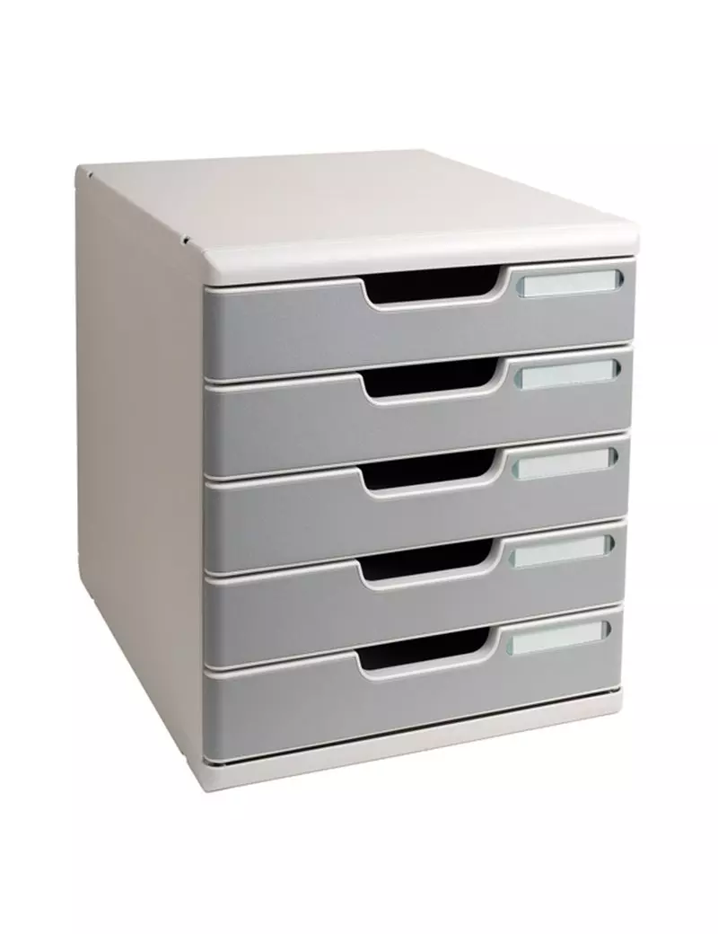 Cassettiera Modulo A4 Multiform - 5 Cassetti - 28,8x35x32 cm - 301014D (Grigio e Nero)