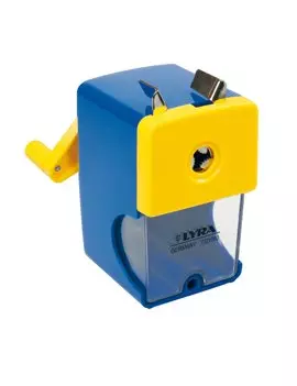 Temperamatite a Manovella con Contenitore Lyra - 1 Foro - L7321660 (Giallo e Blu)