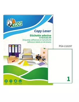 Etichette Adesive Copy Laser Tico - A4 - 210x297 mm - PG4-210297 (Bianco Conf. 100)
