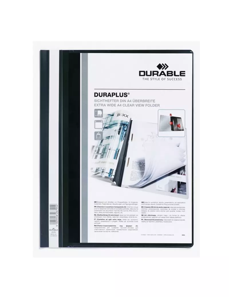 Cartellina in PPL ad Aghi Duraplus Durable - A4 - Personalizzabile - 2579-01 (Nero Conf. 25)