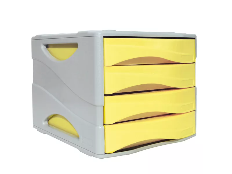 Cassettiera Keep Colour Pastel Arda - 4 Cassetti - 25x32x20 cm - 15P4PPASG (Grigio e Giallo)