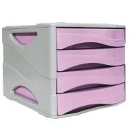 Cassettiera Keep Colour Pastel Arda - 4 Cassetti - 25x32x20 cm - 15P4PPASVI (Grigio e Lilla)
