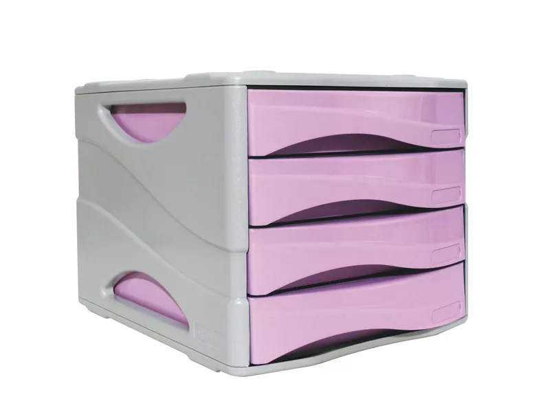 Cassettiera Keep Colour Pastel Arda - 4 Cassetti - 25x32x20 cm - 15P4PPASVI (Grigio e Lilla)