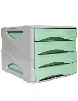 Cassettiera Keep Colour Pastel Arda - 4 Cassetti - 25x32x20 cm - 15P4PPASV (Grigio e Verde)