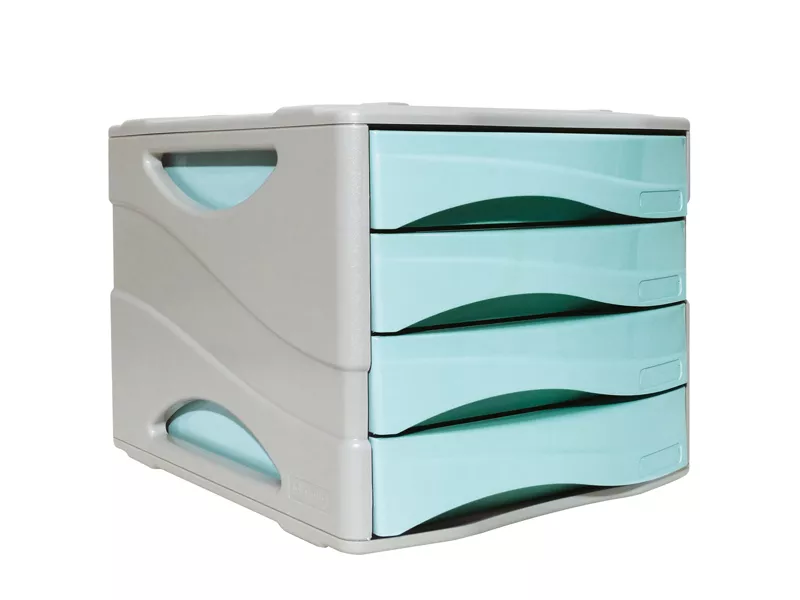 Cassettiera Keep Colour Pastel Arda - 4 Cassetti - 25x32x20 cm - 15P4PPASBL (Grigio e Azzurro)