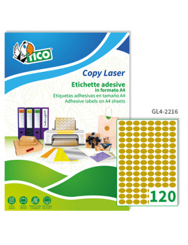 Etichette Adesive Ovali Tico - 22x16 mm - GL4-2216 (Oro Satinato Conf. 100)