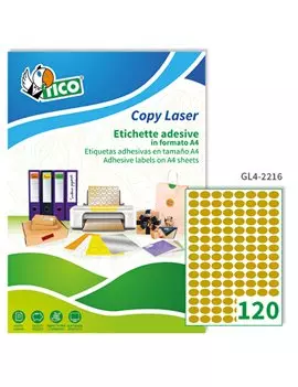 Etichette Adesive Ovali Tico - 22x16 mm - GL4-2216 (Oro Satinato Conf. 100)