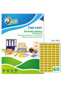 Etichette Adesive Sagomate Tico - 36x21 mm - GL4-3621 (Oro Satinato Conf. 100)