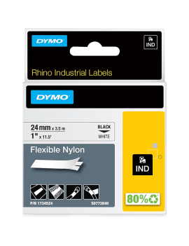 Nastro Originale Dymo S07773840 - 1734524 - 24 mm x 3,5 m - Nylon Flessibile (Nero su Bianco)