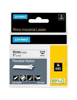 Nastro Originale Dymo S07773840 - 1734524 - 24 mm x 3,5 m - Nylon Flessibile (Nero su Bianco)