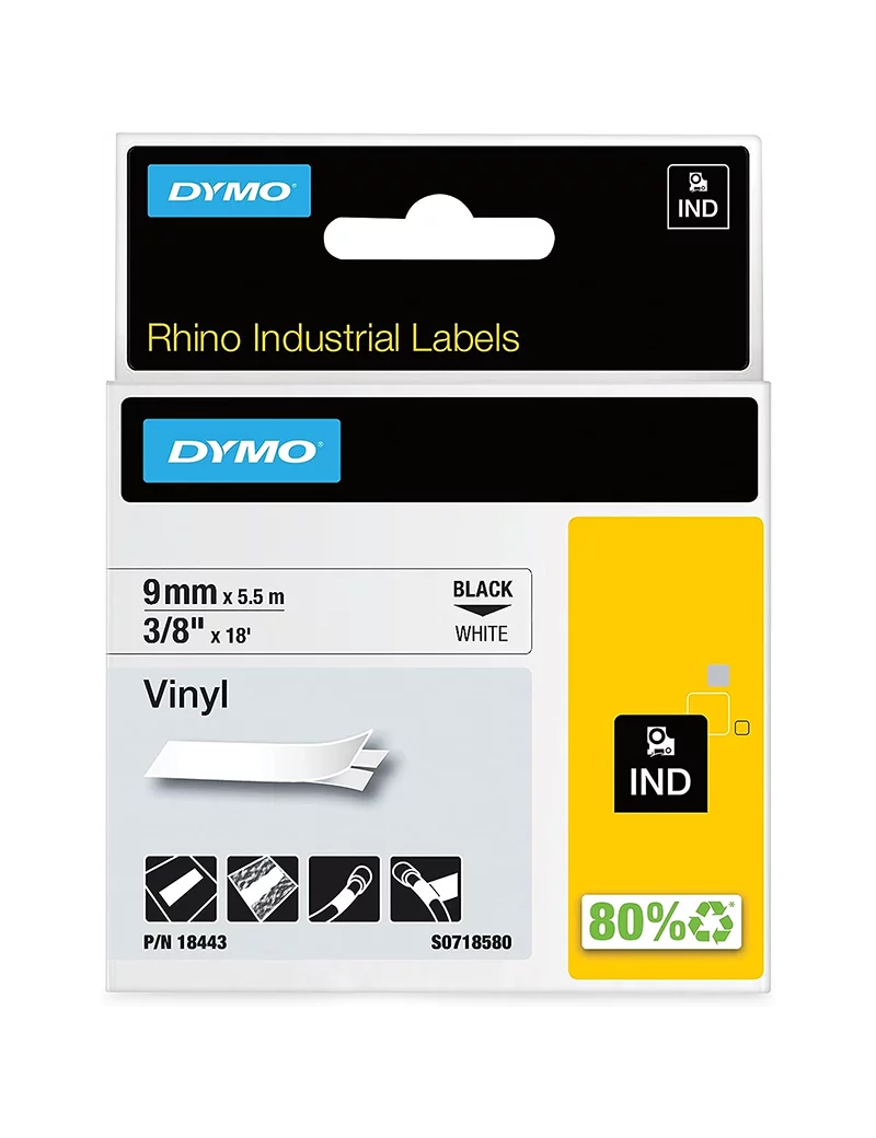 Nastro Originale Dymo 18482 - 9 mm x 5,5 m - Poliestere (Nero su Bianco) Nastro Originale Dymo 18482 - 9 mm x 5,5 m - Poliestere (Nero su Bianco)