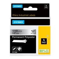 Nastro Originale Dymo 18486 - 12 mm x 5,5 m - Poliestere (Nero su Metallo)