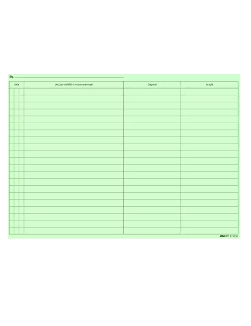 Schede in Cartoncino per Medici Generici Edipro - 24x17 cm - E3530 (Verde Conf. 100) Schede in Cartoncino per Medici Generici Edipro - 24x17 cm - E3530 (Verde Conf. 100)