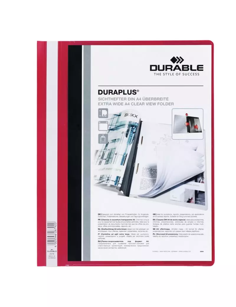 Cartellina in PPL ad Aghi Duraplus Durable - A4 - Personalizzabile - 2579-03 (Rosso Conf. 25) Cartellina in PPL ad Aghi Duraplus Durable - A4 - Personalizzabile - 2579-03 (Rosso Conf. 25)