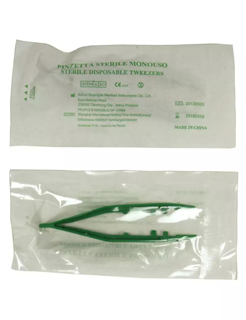 Pinzetta Sterile Monouso PVS - 10 cm - PIN110 (Verde) Pinzetta Sterile Monouso PVS - 10 cm - PIN110 (Verde)