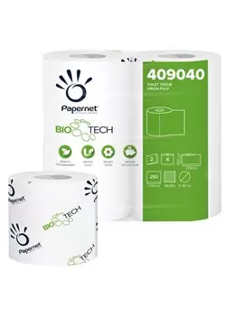 Carta Igienica Bio Tech Papernet - 2 Veli - 250 Strappi - 409040 (Conf. 4)